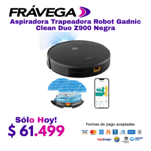 Aspiradora Trapeadora Robot Gadnic Clean Duo Z900 Negra