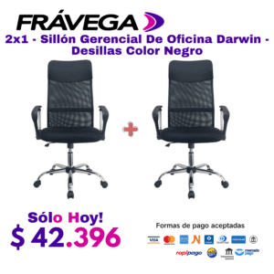 2x1 - Sillón Gerencial De Oficina Darwin - Desillas Color Negro